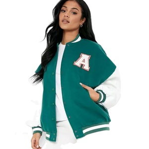 Veste universitaire d'hiver pour femmes, respirante, décontractée, manches longues, en cuir véritable, laine/polyester, en vente - Product Image 1