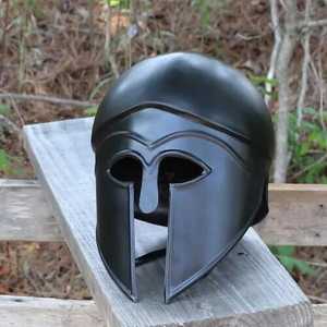Casque d'hoplite corinthien antique en acier de calibre 20, du 15e siècle, nickelé noir poli, émail dur, armure, décoration intérieure - Product Image 5