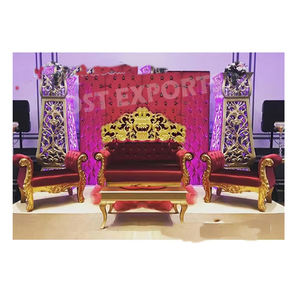 Arabian Wedding Maharaja <b>Sofa</b> Set/Furniture Set <b>Arabic</b> Wedding Golden Carved <b>Sofa</b> Wedding Luxurious Leather Tufted Crown Couch - Product Image 1