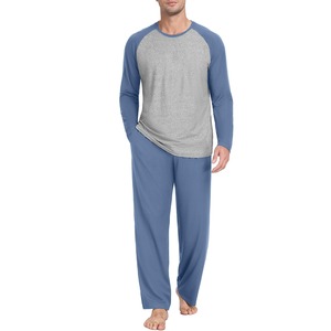 Camisetas de algodón de bambú suave personalizadas de talla grande para hombre, conjunto de pijama de manga larga, ropa de dormir Lisa para primavera y otoño, exportación desde BD - Product Image 4