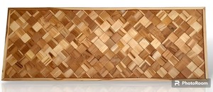Décoration murale de luxe en bois de teck massif | 50x100cm Art artisanal - Product Image 2