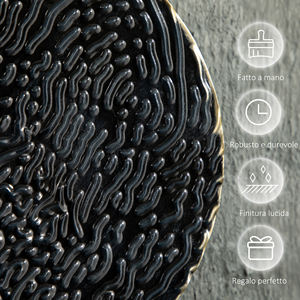 Décoration murale en métal 3D HOMCOM, art mural circulaire 133x66cm, bleu, noir et or - Product Image 6