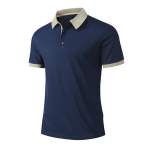 T-shirt à manches courtes en soie glacée d'été avec logo personnalisé OEM, broderie et impression, design pour hommes d'âge moyen et âgés, polo d'été - Product Image 3