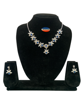 B243 Ensemble de bijoux en diamant élégant-Collier et boucles d'oreilles de mode vintage classique élégant pour les anniversaires et les fêtes - Product Image 2