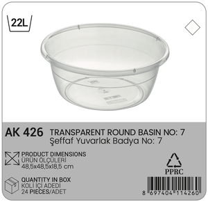 ถังพลาสติก PP สำหรับซักผ้าแบบใสอเนกประสงค์สำหรับใช้ในครัวที่เก็บผักใสอเนกประสงค์แบบ22L - Product Image 5