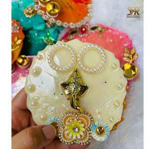 Résine époxy écologique Puja Thali, modèle artisanal, plateau décoratif pour Puja, pour le festival Diwali, rituels spirituels, cadeaux - Product Image 3