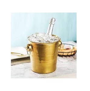 Grand seau à glace martelé en acier inoxydable de bonne qualité avec poignée en anneau pliant pour les fêtes et les célébrations - Product Image 2