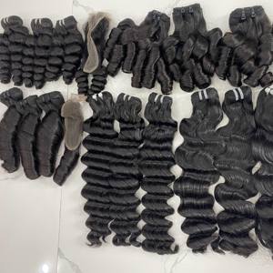 VENTE EN GROS DEEP WAVE NATUREL NOIR SUPER DOUBLE BUNDLES DEAL CLOSURE FRONTAL RAW UNIQUE DONATEUR EXTENSIONS DE CHEVEUX HUMAINS VIETNAMIENS - Product Image 4