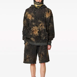 Sudadera con Capucha de Forro Polar para Hombre, Diseño Desgastado con Lavado Ácido, Transpirable, Cómoda, Bordada, Lisa y Teñida, de Alta Calidad - Product Image 2