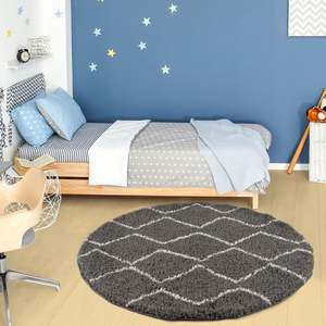 Tapis d'intérieur en fourrure gris foncé de style marocain 840 Set - Product Image 2