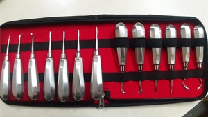 Ensemble d'ascenseur dentaire dans un étui à fermeture éclair de qualité supérieure avec poignées en acier inoxydable et embouts assortis pour une utilisation chirurgicale professionnelle - Product Image 2