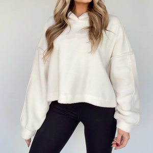 Sweat à capuche oversize pour femme, confort décontracté, texture douce en peluche, 100% coton, doublure chaude et respirante pour un style confortable au quotidien - Product Image 2