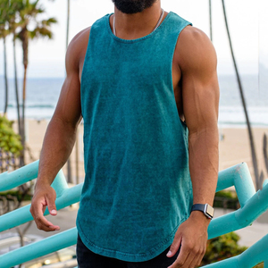 Customization Lightweight Soft Workout Fitness Sport <b>Running</b> Breathable Sleeveless Acid Wash <b>Singlets</b> tank Top for Men - Product Image 4
