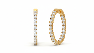 <b>Gold</b> Set Inside-Outside Diamond <b>Hoop</b> <b>Earring</b> For Women - Product Image 3