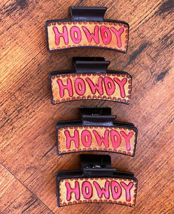 New Arrival Hot Selling Western Stylish Handmade Tooled Engraved Leather Hair <b>Claw</b> <b>Clips</b> Leather <b>Claw</b> Hair Accessories for Women - Product Image 4