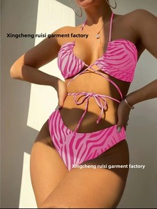 Sexy fête Bikini femmes 2025 trois pièces jupe fendue Style rayé maillot de bain Bikini costume maillot de bain couverture - Product Image 3