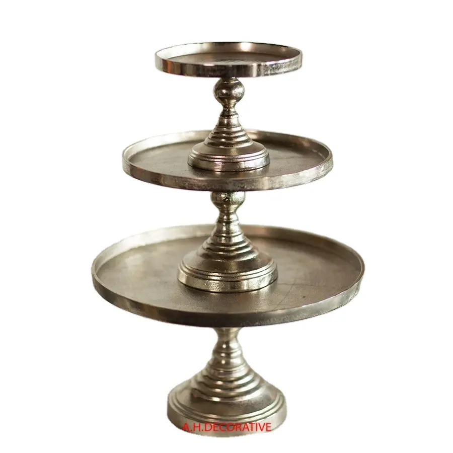 Aluminum Silver Nickel Plated 3 Tier Display cake Stands for Birthday Party & Wedding Cake Decoration Centerpiece Cake Stand