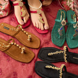 Sandalias Personalizables Hechas a Mano con Forro de Terciopelo Doble Acolchado, Antideslizantes, con Estampado de Moda en Verde Botella - Product Image 5