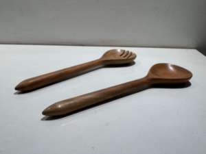 Handmade Europe Style <b>Wooden</b> Salad Servers <b>Tongs</b> Set Customizable Logo Durable Sustainable Party Flatware for Home Kitchen Use - Product Image 6