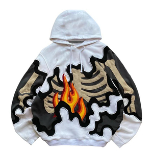 Sweat à capuche zippé pour homme en coton mélangé, délavé à l'acide, effet vieilli, brodé, en polaire, séchage rapide, respirant, décontracté - Product Image 1