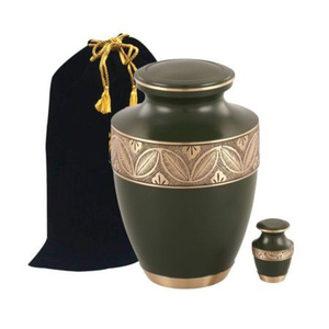 Best Quality Handmade Metal Cremation Urns with Silver Embossed Double Stripes Urns Funeral Supplies Memorial <b>Ashes</b> Storage Jar - Product Image 1