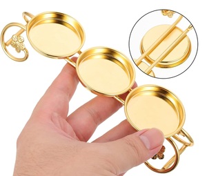 Bougeoir chauffe-plat à trois tasses rondes bougeoir en métal doré anti-dérapant caractéristique décorative fournitures d'éclairage en métal de qualité supérieure - Product Image 6