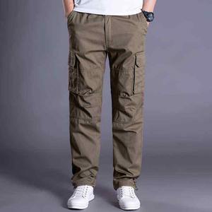 Pantalon cargo pour homme de haute qualité, en coton sergé, décontracté, long, pour l'extérieur, taille élastique, fermeture à cordon, imperméable - Product Image 3