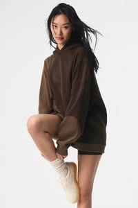 Women Oversized Long <b>Hoodie</b> Cozy Loose Fit Warm <b>Velour</b> 100% Cotton Everyday Winter Comfort - Product Image 2