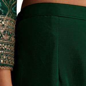 Bandhani verde oscuro Zardosi Kurta Sharara Dupatta conjunto boda tradicional y ropa festiva para mujer - Product Image 6