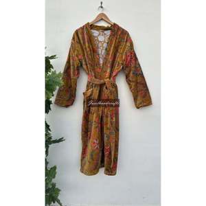Robe longue réversible en velours faite à la main, veste d'hiver, teinte et traitée - Product Image 1