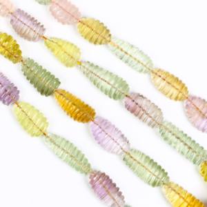 Natural Carved Nugget Shape Gemstone Beads Ametrine Green Pink Amethyst <b>Citrine</b> Lemon Quartz Rose Quartz 8x16-14x30MM Strand 24' - Product Image 1