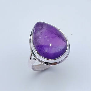 แหวนเงินอเมทิสต์สีม่วงแหวนลูกแพร์ตัดขอบเป็นพลอยสีเงินสเตอร์ลิงแหวนละเอียดเครื่องประดับ - Product Image 2