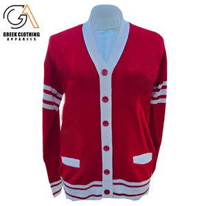 Cárdigan de punto Delta Sigma con ribete blanco Sorority Formalwear con logotipo bordado Elegante atuendo griego cómodo - Product Image 6