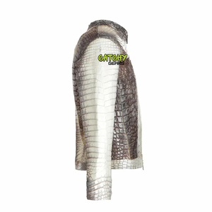 2024 hommes véritable peau de vache en cuir véritable en relief Crocodile plaqué veste personnalisable support respirant marque fermeture éclair hiver Oem - Product Image 3