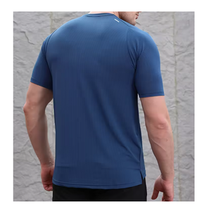 Chemises de gym pour hommes, été, vente en gros, pas cher, polyester, spandex, séchage rapide, manches courtes - Product Image 4