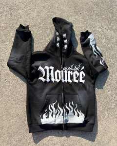 2025 sweat à capuche en coton polaire zippé imprimé bouffant hommes coton Polyester Streetwear sweat à capuche OEM pour les activités de plein air - Product Image 1