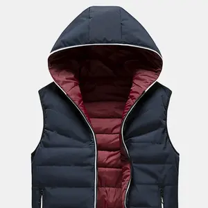 2 In 1 Sleeveless Jackets Men Reversible Cotton Down Padded Vest Thicken Waistcoat Man Reversible Parkas Thickened Warm coat