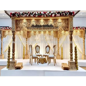 Mandap en bois de luxe portable pour mariage en plein air, DST Exports, meilleurs prix, mandap traditionnel en bois sculpté à la main pour les Hindous au Canada - Product Image 2