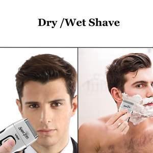 Afeitadora Eléctrica Plateada para Hombre, Máquina de Afeitar Inalámbrica USB con Recortador Desplegable para Cara, Cabeza Calva y Barba - Product Image 4