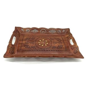 Plateau de service en bois fait main avec finition antique Poignées robustes et faciles à tenir Prix bas pour charme vintage - Product Image 1