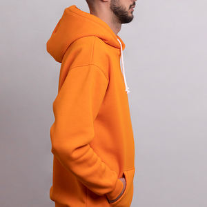 Ropa de calle para hombre, sudaderas con capucha naranja de gran tamaño, Jersey de algodón, sudadera de peso pesado, ajuste holgado, moda informal, manga larga - Product Image 4