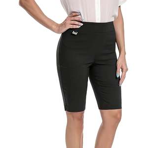 Shorts habillés pour femmes à enfiler, avec logo à sequins et anneau en D, en Spandex/Polyester infroissable, style bureau et décontracté, taille S - Product Image 4