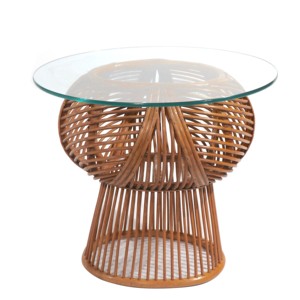 Farmhouse Country Mesa de té vintage Naturaleza Muebles de ratán de bambú Sala de estar Mesa de centro redonda Mesa de centro de ratán natural - Product Image 6