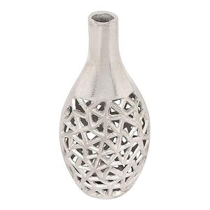 Ensemble de 2 vases à fleurs en aluminium uniques pour la maison Vase à plantes pour hôtel Finition décorative argentée Porte-fleurs en métal au design moderne - Product Image 3