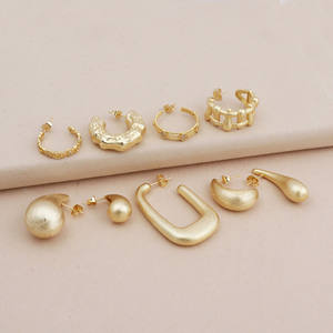 Dainty CZ Stone C Shape Stud <b>Earring</b> Half Designer <b>Hoop</b> <b>Earring</b> Gold Plated <b>Fashionable</b> Exaggerated <b>Earrings</b> Mainly Made Brass - Product Image 6