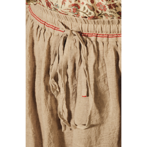 JIANA Adjustable Pintuck <b>Skirt</b> with <b>Elastic</b> Waistline Stone Linen with Drawstring Decoration - Product Image 1