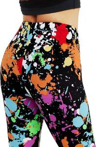 Leggings pour femmes des années 80 néon artistique Splash imprimé beurre doux pantalon extensible - Product Image 4