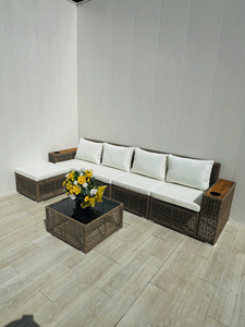 SF00110 Juego de Sofás de Ratán Modernos para Exteriores, Directo de Fábrica en Vietnam, con Cojines Blancos y Mesa de Centro para Jardín o Patio - Product Image 2