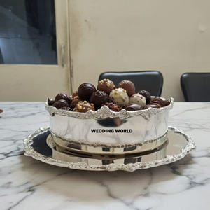 ชามช็อคโกแลตโลหะทรงสี่เหลี่ยมพร้อมที่จับใหม่ล่าสุดชามช็อคโกแลตสีเงินแบบแฟนซีดีไซน์เนอร์ - Product Image 4