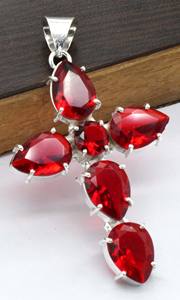 Wholesale Vintage Brass <b>Pendant</b> Necklaces with Assorted Geometric Crystals Gemstones Red <b>Garnet</b> Gemstone for Christian Parties - Product Image 3